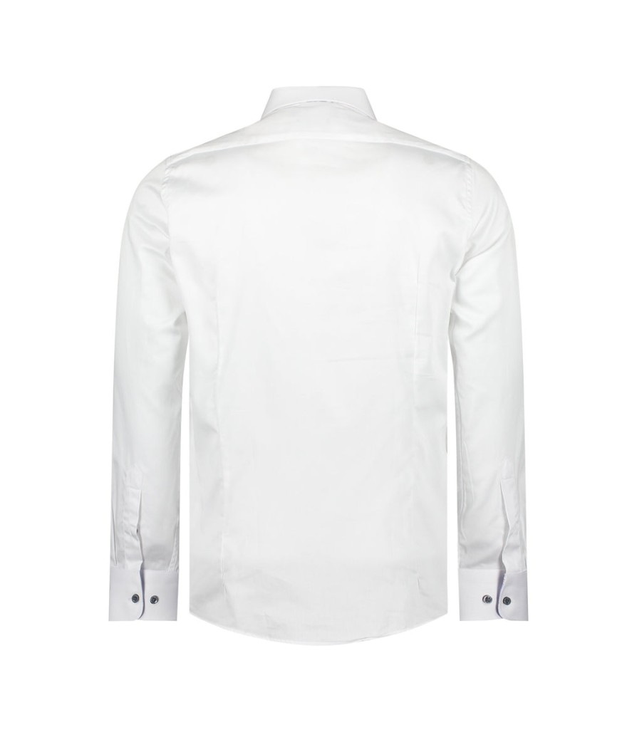 Men Guide London Shirts | Long Sleeve Cotton Sateen Shirt - White