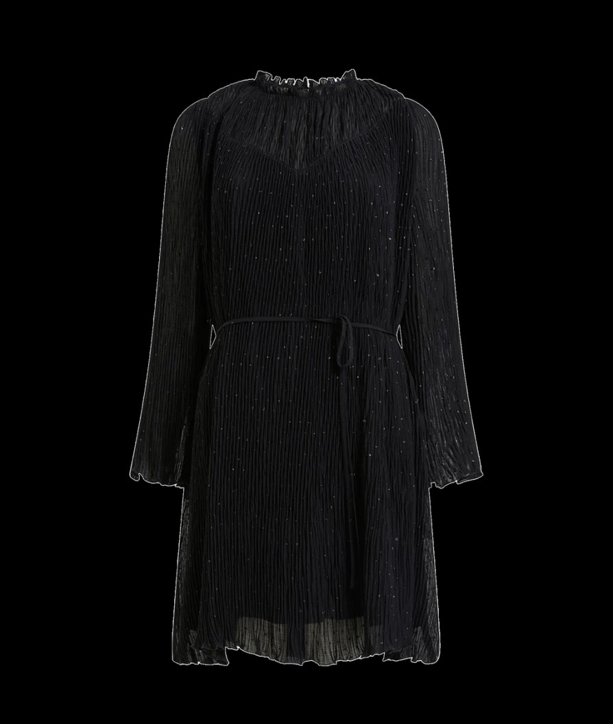 Women French Connection French Connection | Callie Lurex Pleated Mini Dress - Black