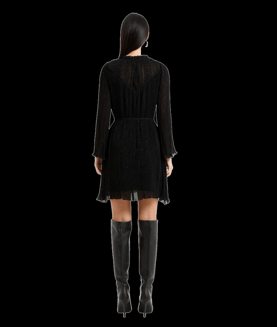 Women French Connection French Connection | Callie Lurex Pleated Mini Dress - Black