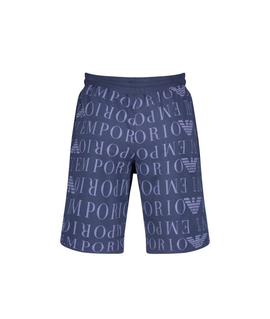 Men Emporio Armani Shorts | Marine Print Bermuda Short - Blue