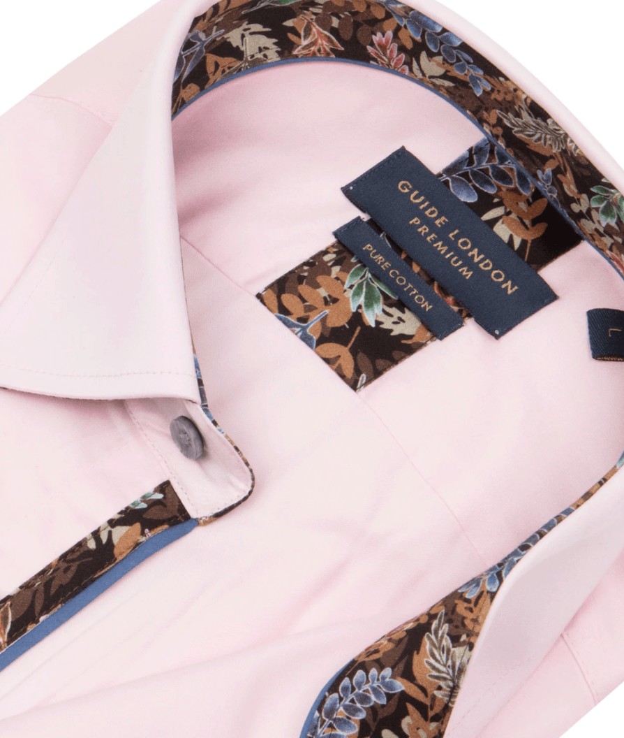 Men Guide London Shirts | Long Sleeve Cotton Shirt - Pink