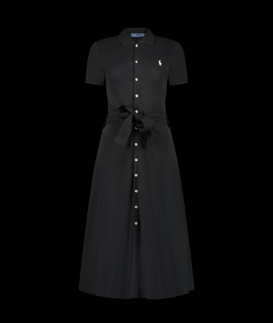 Women Polo Ralph Lauren Dresses | Cotton Mesh Polo Dress - Black