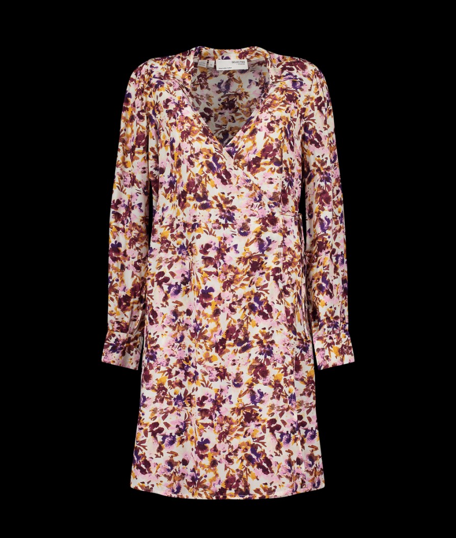 Women Selected Femme Selected Femme | Wrap Floral Print Dress - Snow White