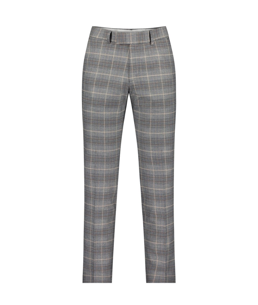 Men Antique Rogue Suits | Slim Fit Checked Suit Trousers - Grey