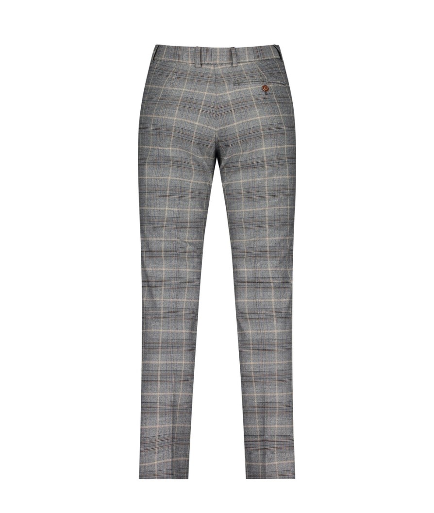 Men Antique Rogue Suits | Slim Fit Checked Suit Trousers - Grey