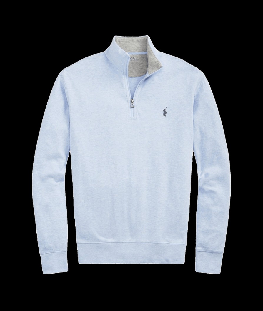 Men Polo Ralph Lauren Polo Ralph Lauren | Luxury Jersey Quarter-Zip Pullover - Blue