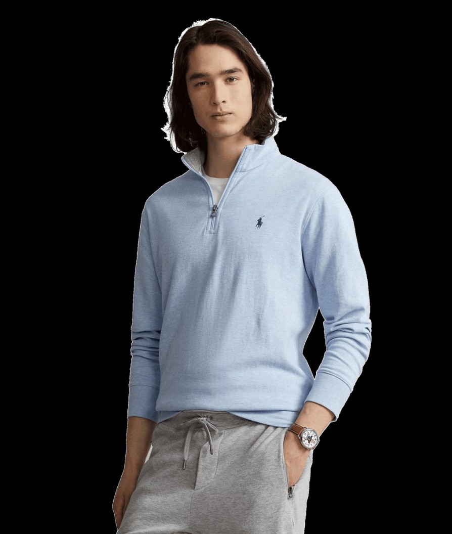 Men Polo Ralph Lauren Polo Ralph Lauren | Luxury Jersey Quarter-Zip Pullover - Blue