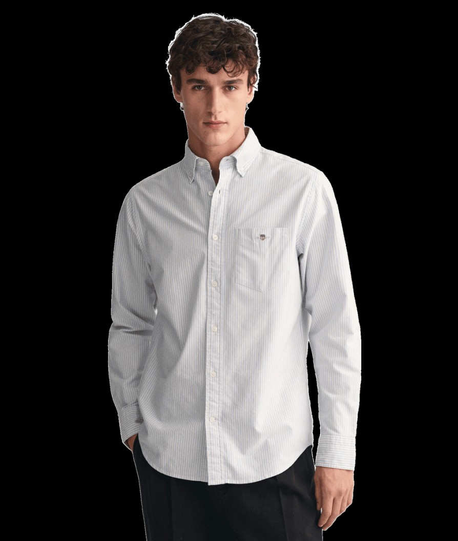 Men Gant Shirts | Regular Fit Pinpoint Oxford Shirt - Light Blue