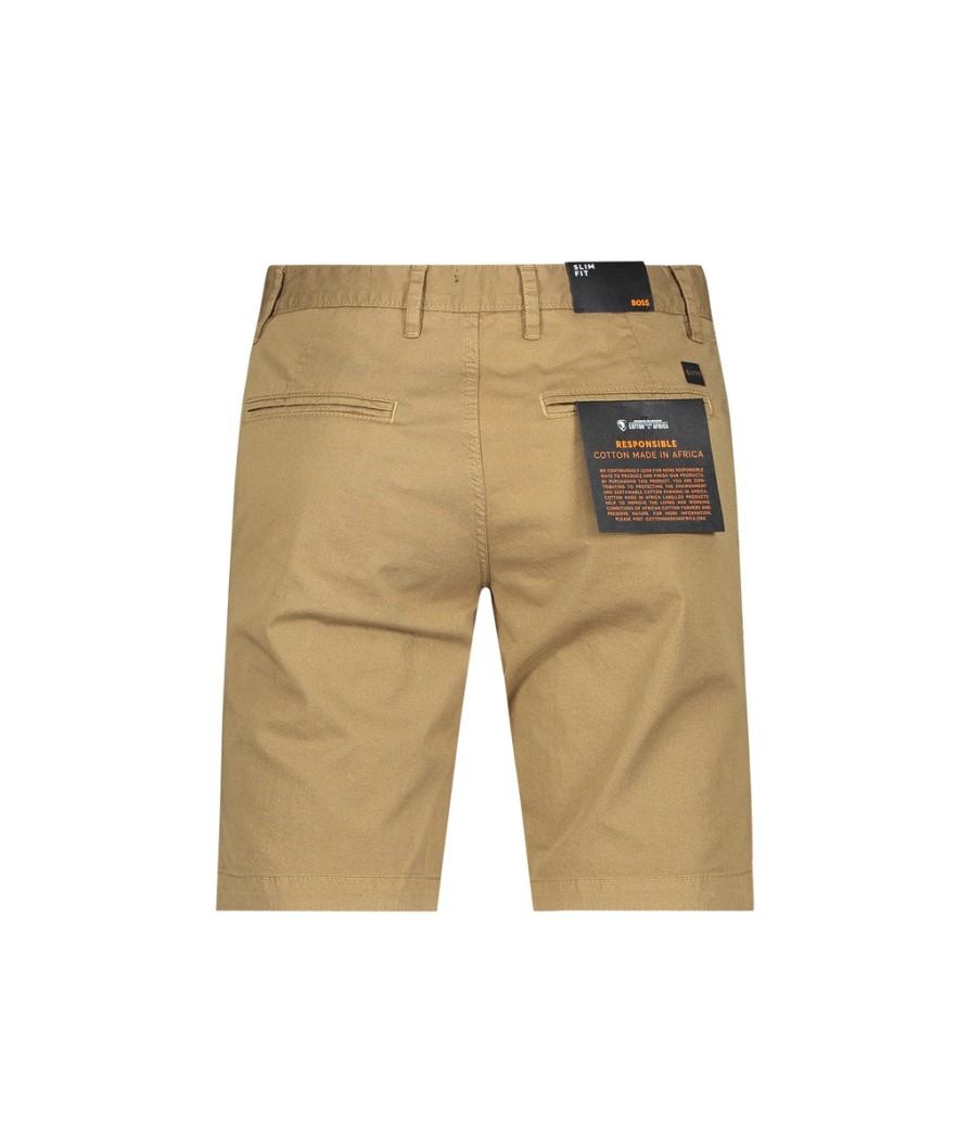 Men Boss Casual Boss | Slim-Fit Shorts In Printed Stretch-Cotton Twill - Beige