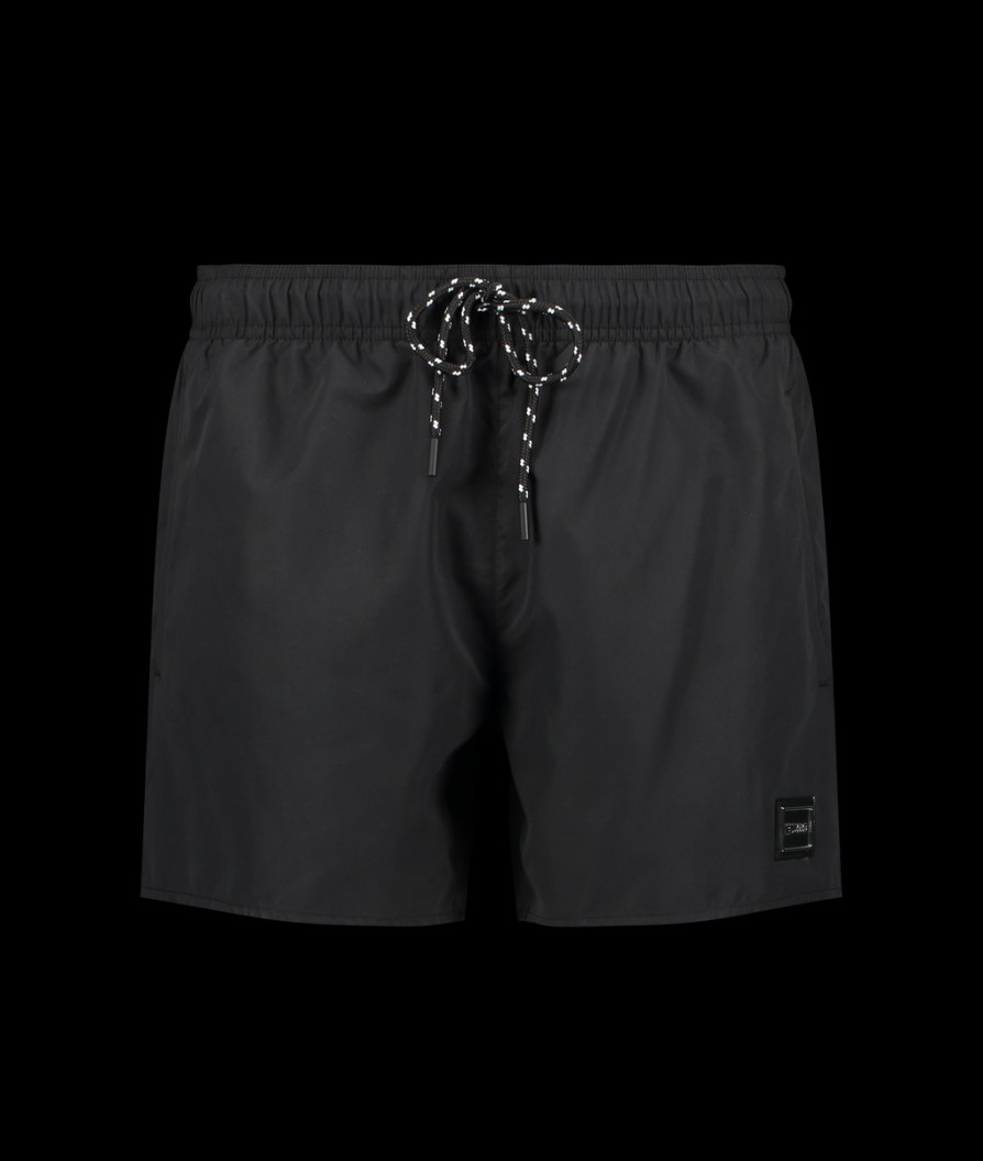 Men Hugo Swimwear | Frame Logo Recycled Nylon Swim Shorts - Black