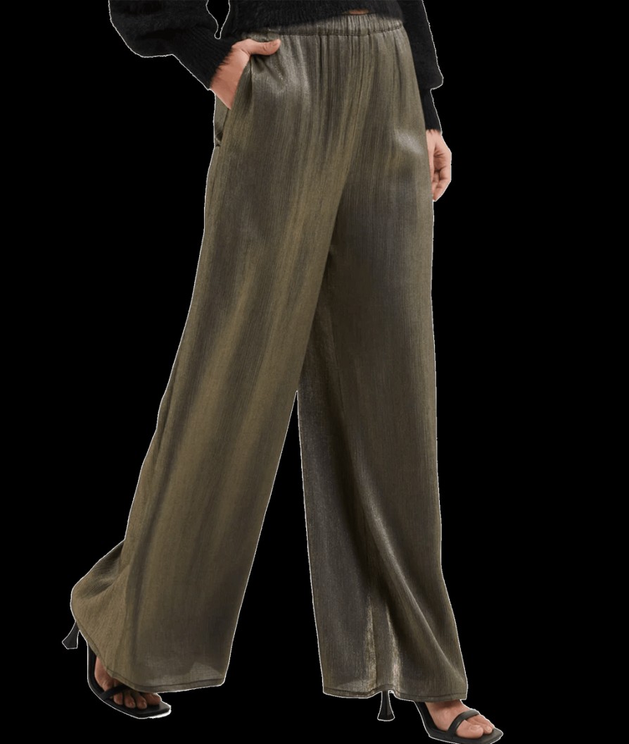 Women French Connection French Connection | Dafne Shine Wide Leg Trousers - Shine