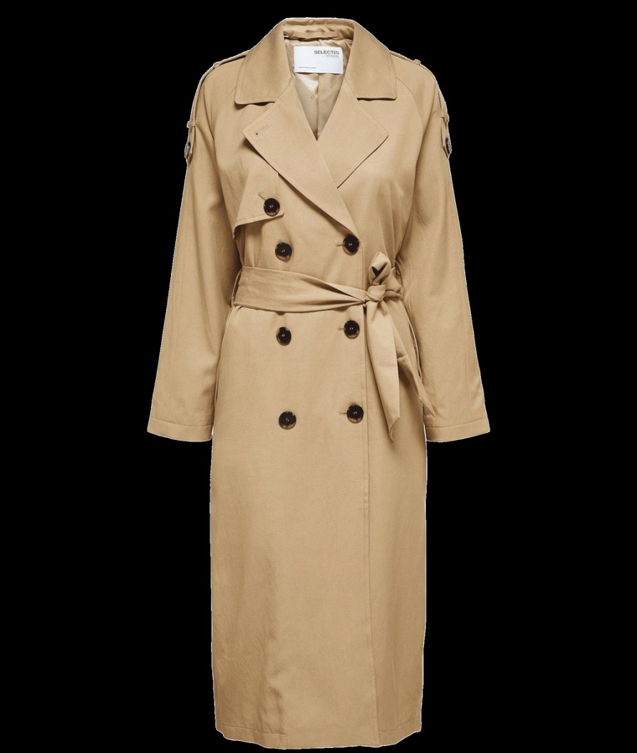 Women Selected Femme Selected Femme | Double Breasted Trenchcoat - Cornstalk