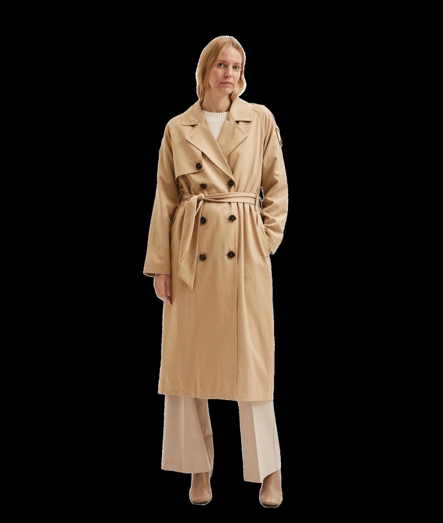 Women Selected Femme Selected Femme | Double Breasted Trenchcoat - Cornstalk