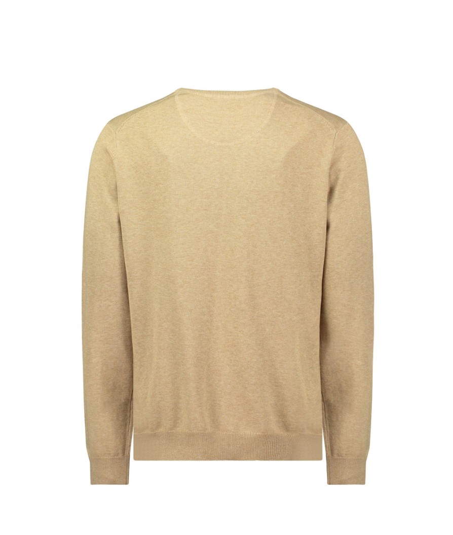 Men Fynch Hatton Knitwear | Flamingo Superfine Cotton Sweater - Beige