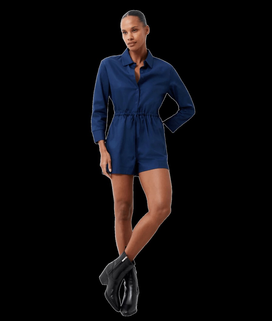 Women French Connection French Connection | Bodie Blend Playsuit - Midnight Blue