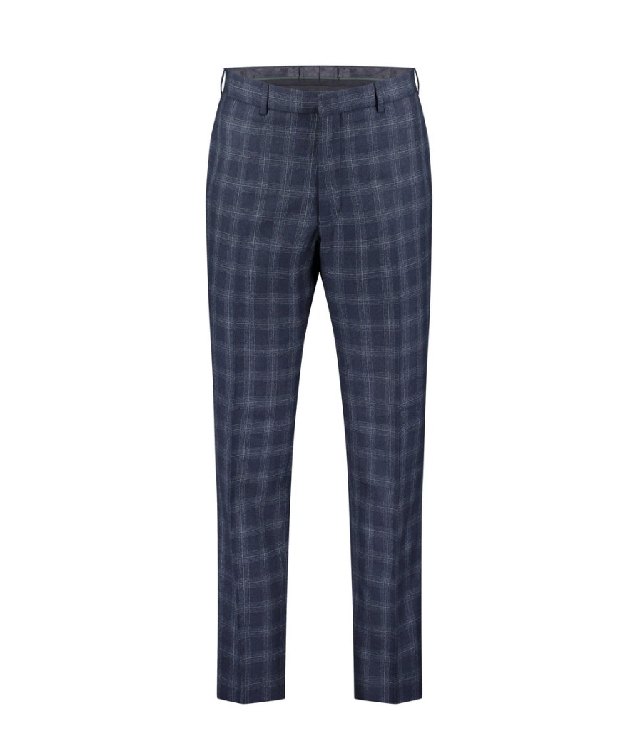 Men Ted Baker Formal Suits | Slim-Fit Checked Wool Suit Trousers - Navy