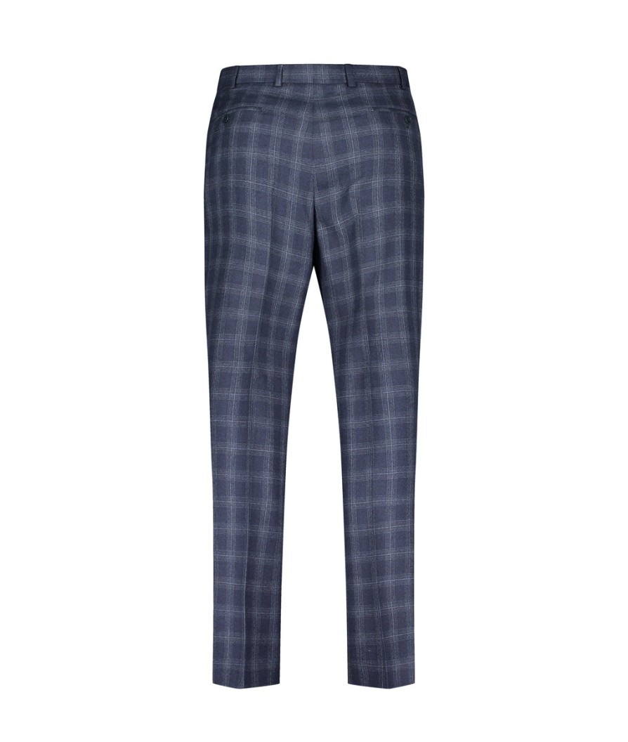 Men Ted Baker Formal Suits | Slim-Fit Checked Wool Suit Trousers - Navy