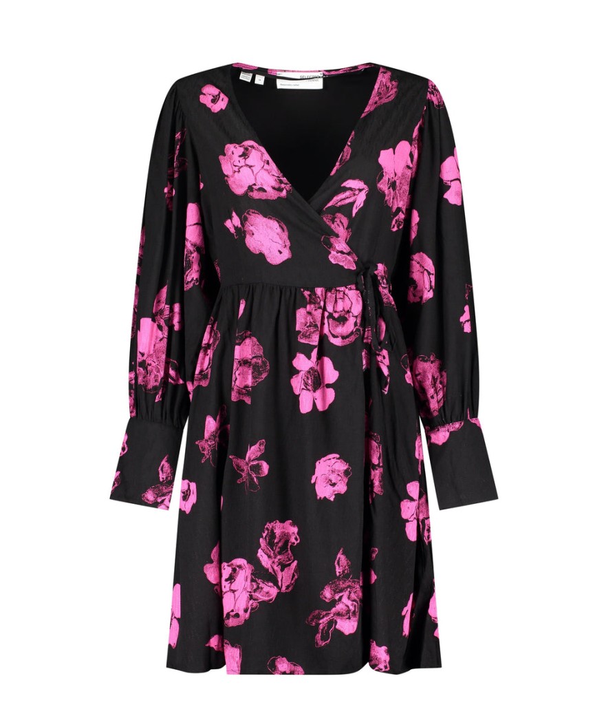 Women Selected Femme Selected Femme | Floral Wrap Dress - Black