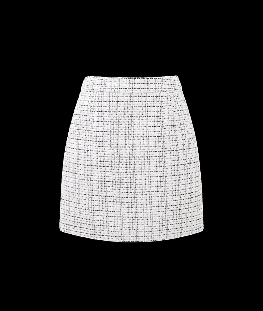 Women French Connection Skirts | Effie Boucle Mini Skirt - Classic Cream-Blacko