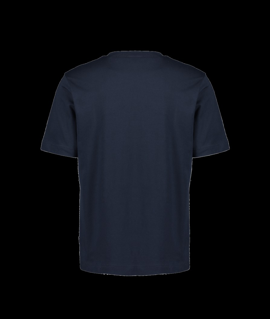 Men Boss Orange T-Shirts & Vests | Cotton-Jersey Relaxed-Fit T-Shirt With Logo Artwork - Navy