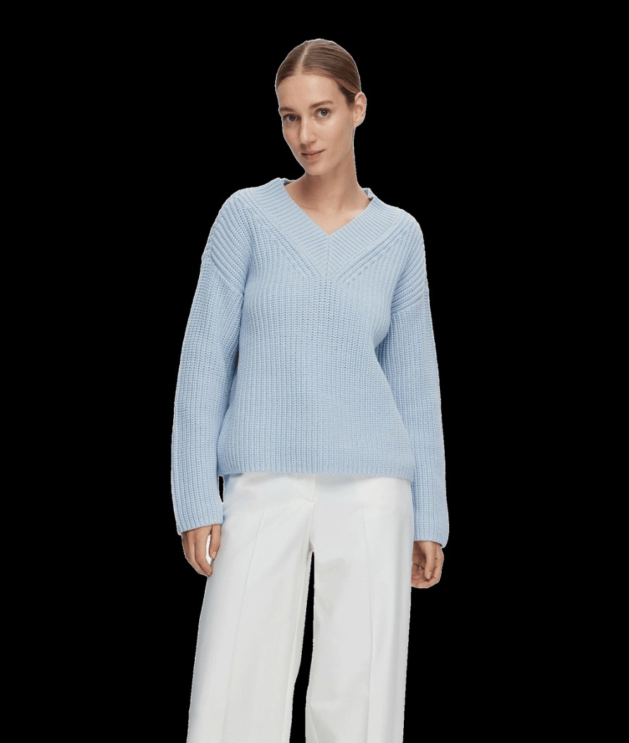 Women Selected Femme Selected Femme | V-Neck Knitted Jumper - Blue