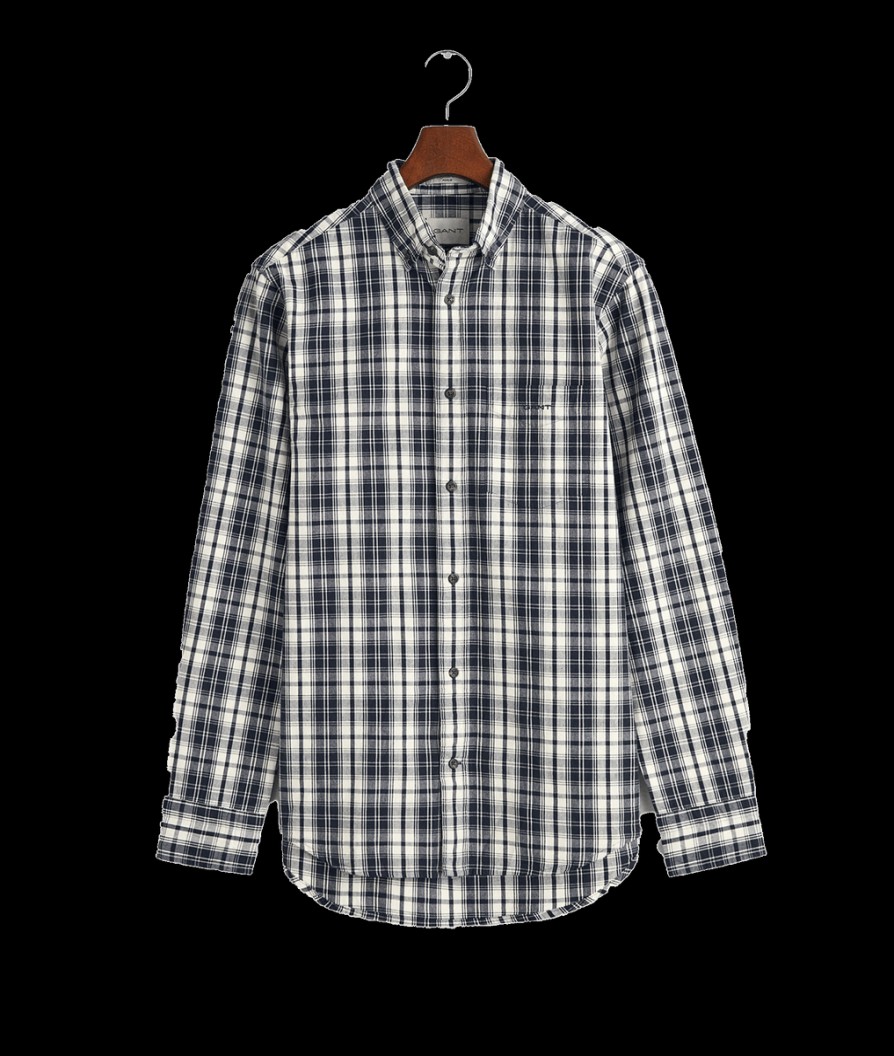 Men Gant Shirts | Regular Fit Plaid Archive Poplin Shirt - Cream