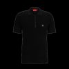 Men Hugo Polo Shirts | Short Sleeved Zip Neck Polo Sweater - Black