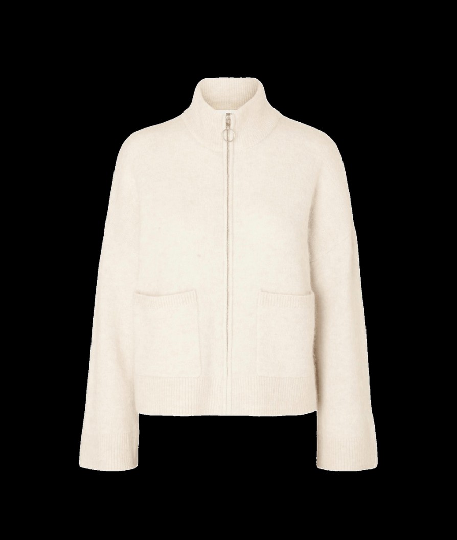 Women Selected Femme Selected Femme | Zip-Up Cardigan - Birch Melange