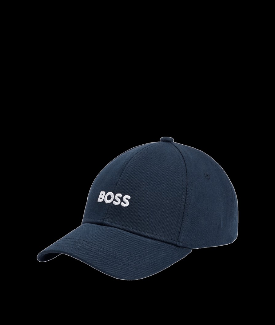 Men Boss Bodywear Hats | Cotton Twill Six Panel Cap With Embroidered Logo - Navy