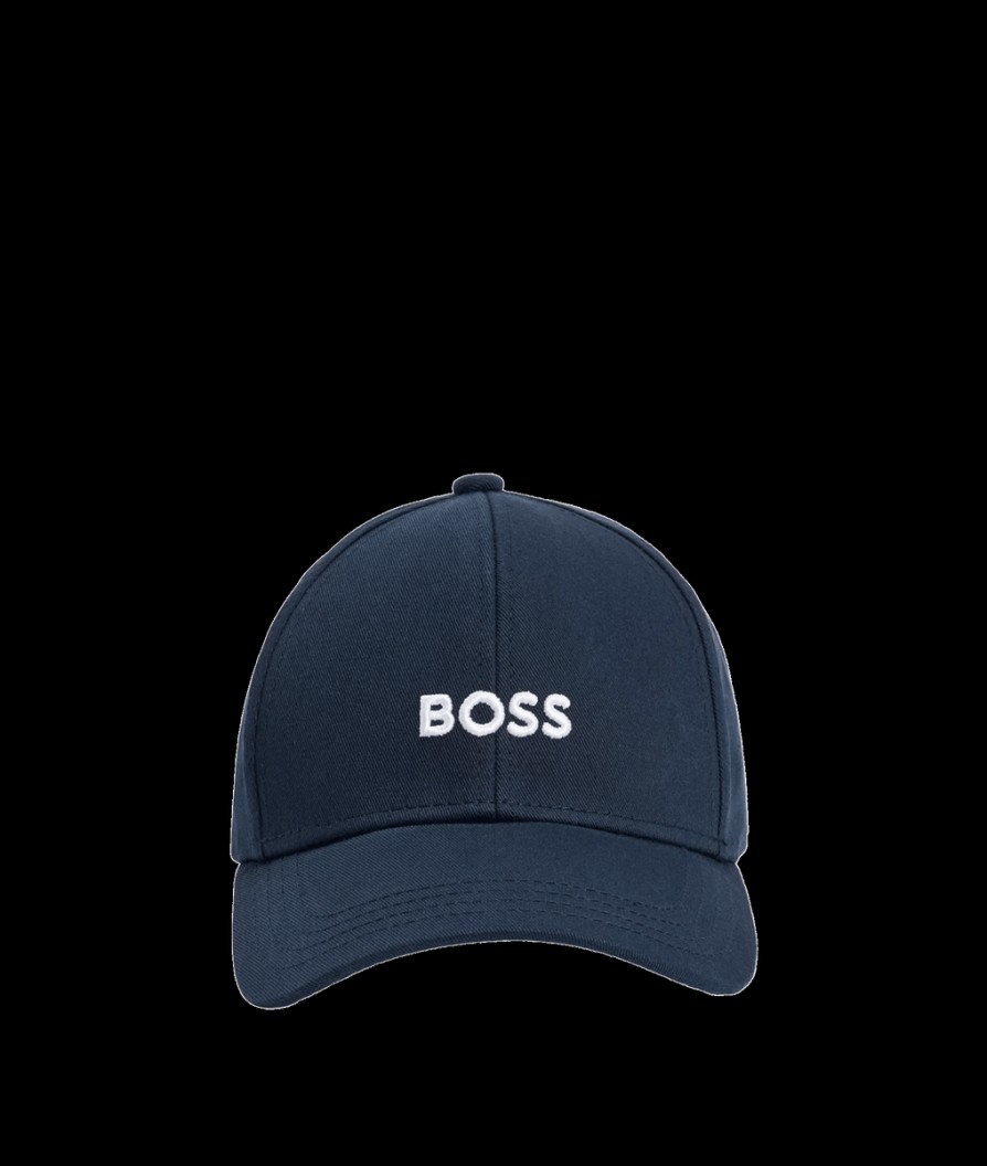 Men Boss Bodywear Hats | Cotton Twill Six Panel Cap With Embroidered Logo - Navy