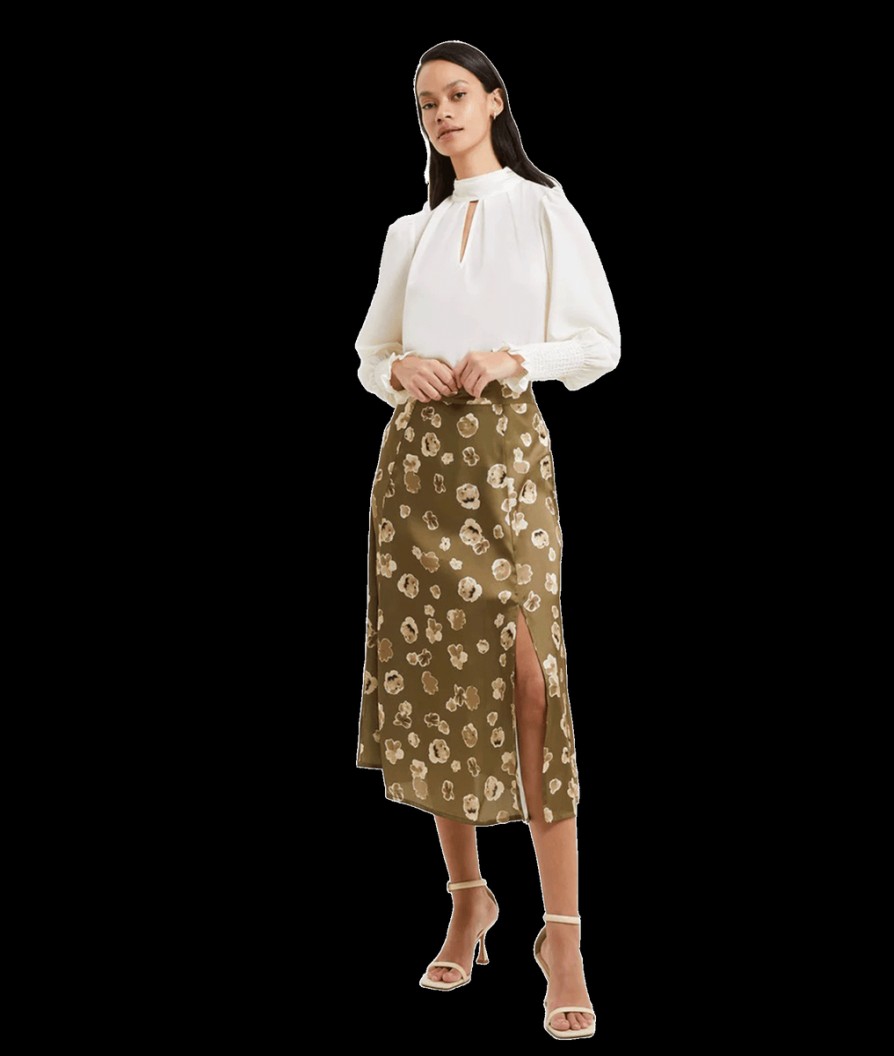 Women French Connection French Connection | Bronwen Aleeya Satin Midi Skirt - Nutria