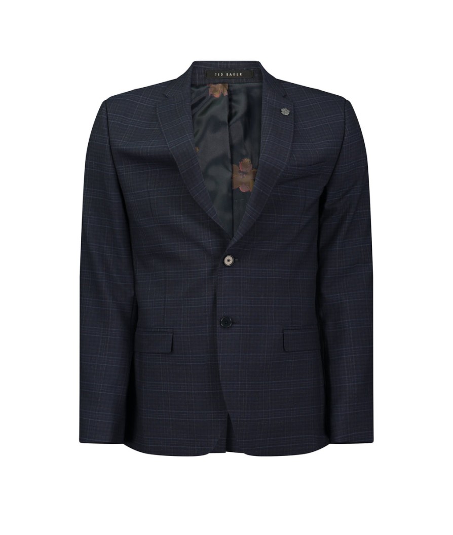 Men Ted Baker Formal Suits | Berwijs Slim Fit Check Suit Jacket - Navy