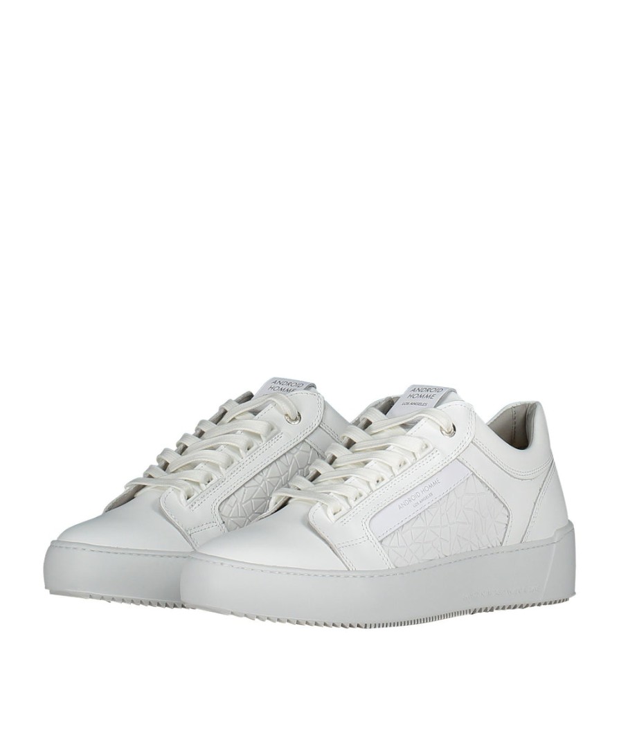 Men Android Homme Trainers | Venice Chalk White Rubber Mosaic Trainer - White