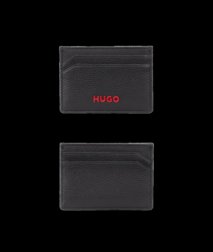 Men Hugo Wallets | Subway 3.0 Leather Card Holder - Black