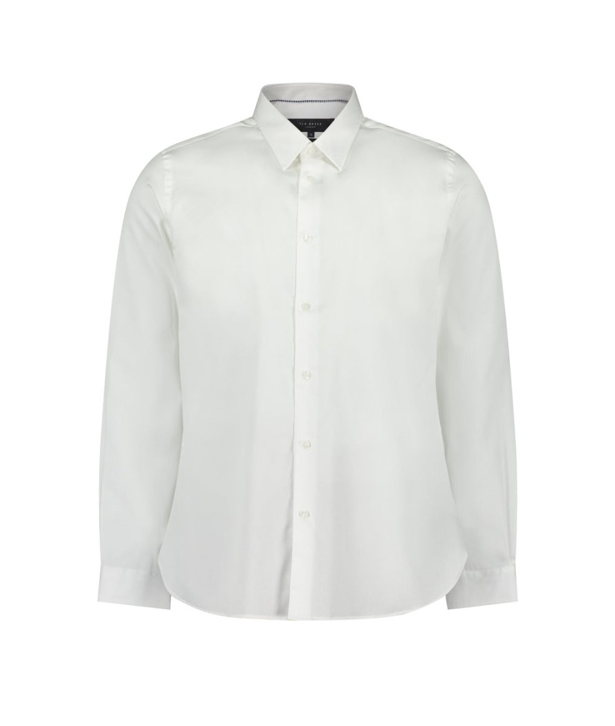 Men Ted Baker Formal Shirts | Slim-Fit Formal Cotton Shirt - White