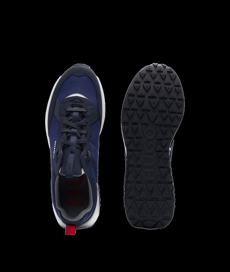 Men Hugo Trainers | Mixed Material Trainers With Eva-Rubber Outsole - Dark Blue