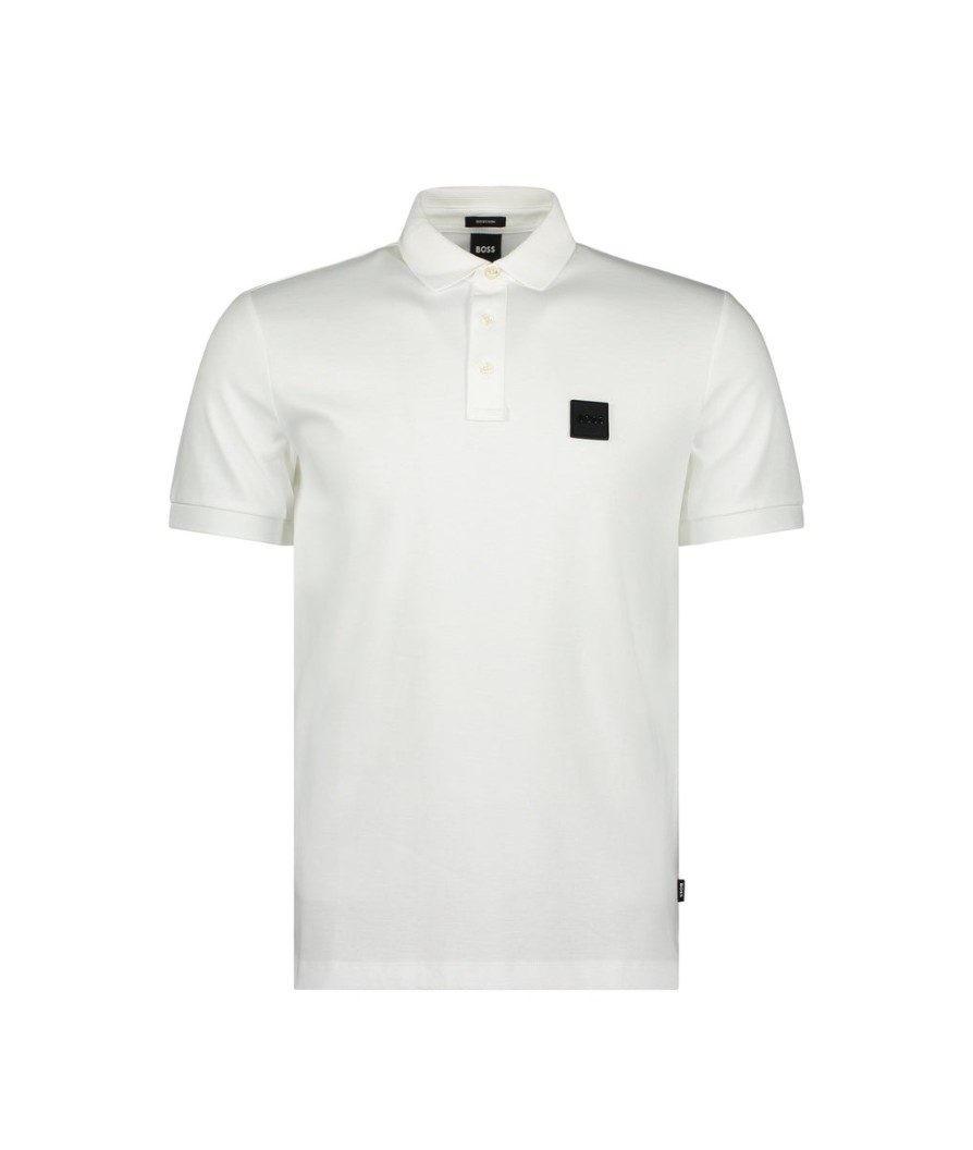 Men Boss Black Polo Shirts | Plain Polo Shirt - White