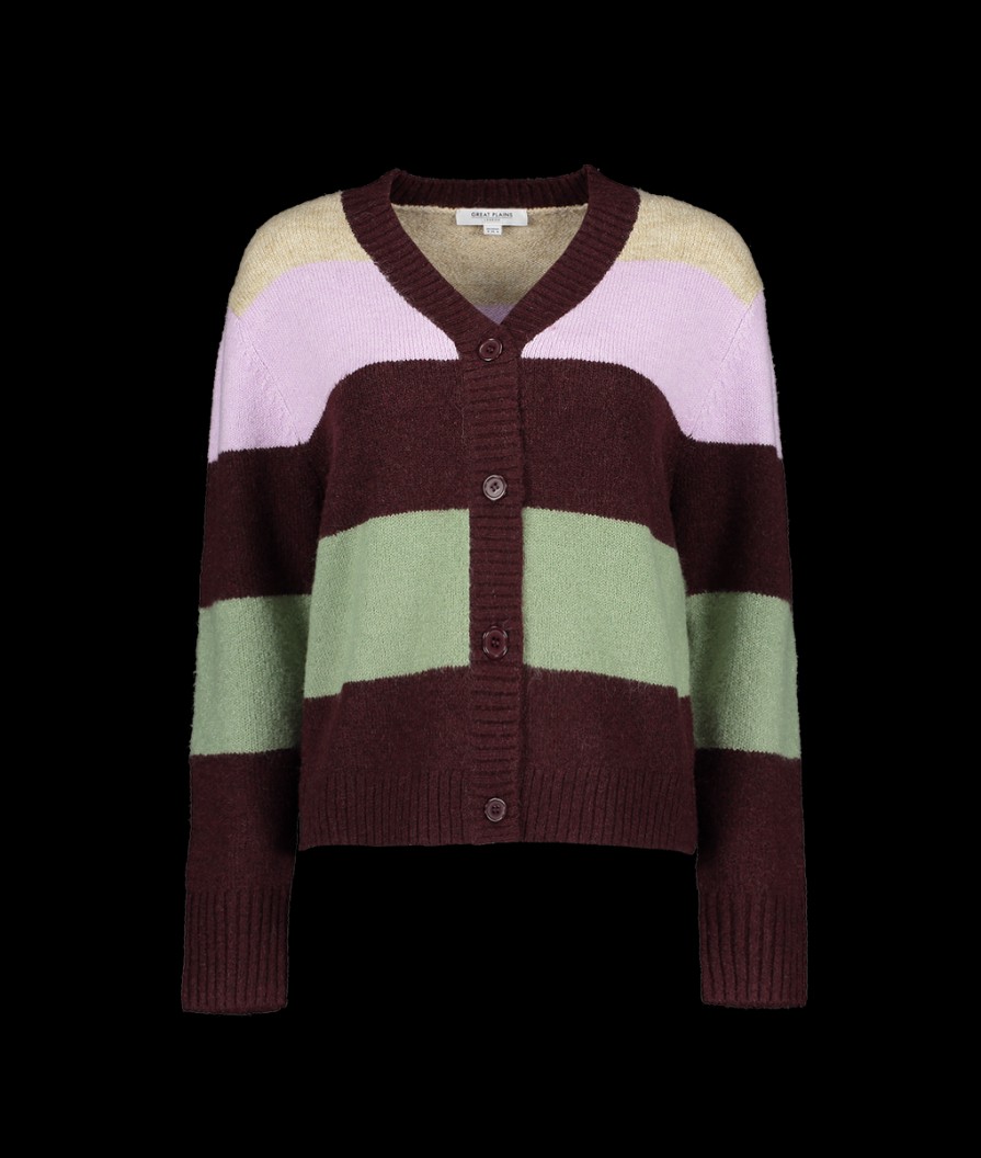 Women Great Plains Knitwear | Winter Stripe Recycled Knit Cardigan - Lavender Multi