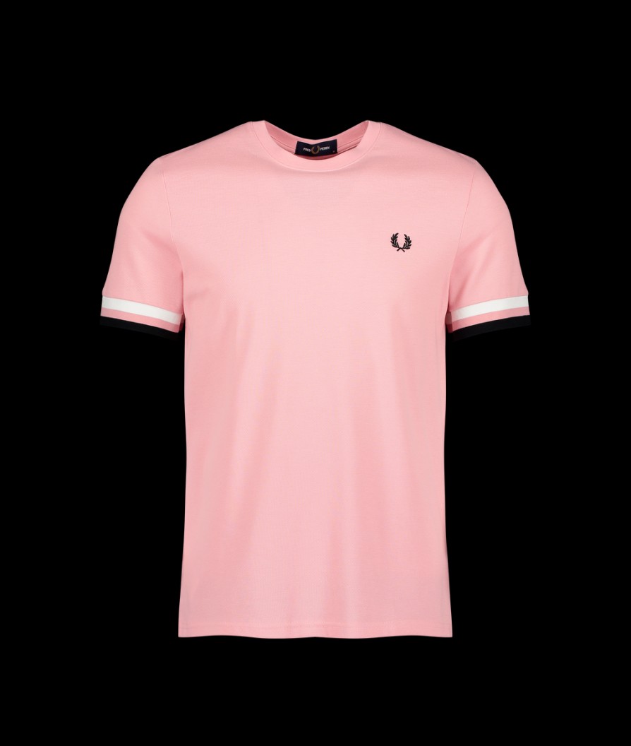 Men Fred Perry Fred Perry | Bold Tipped Pique T-Shirt - Chalky Pink