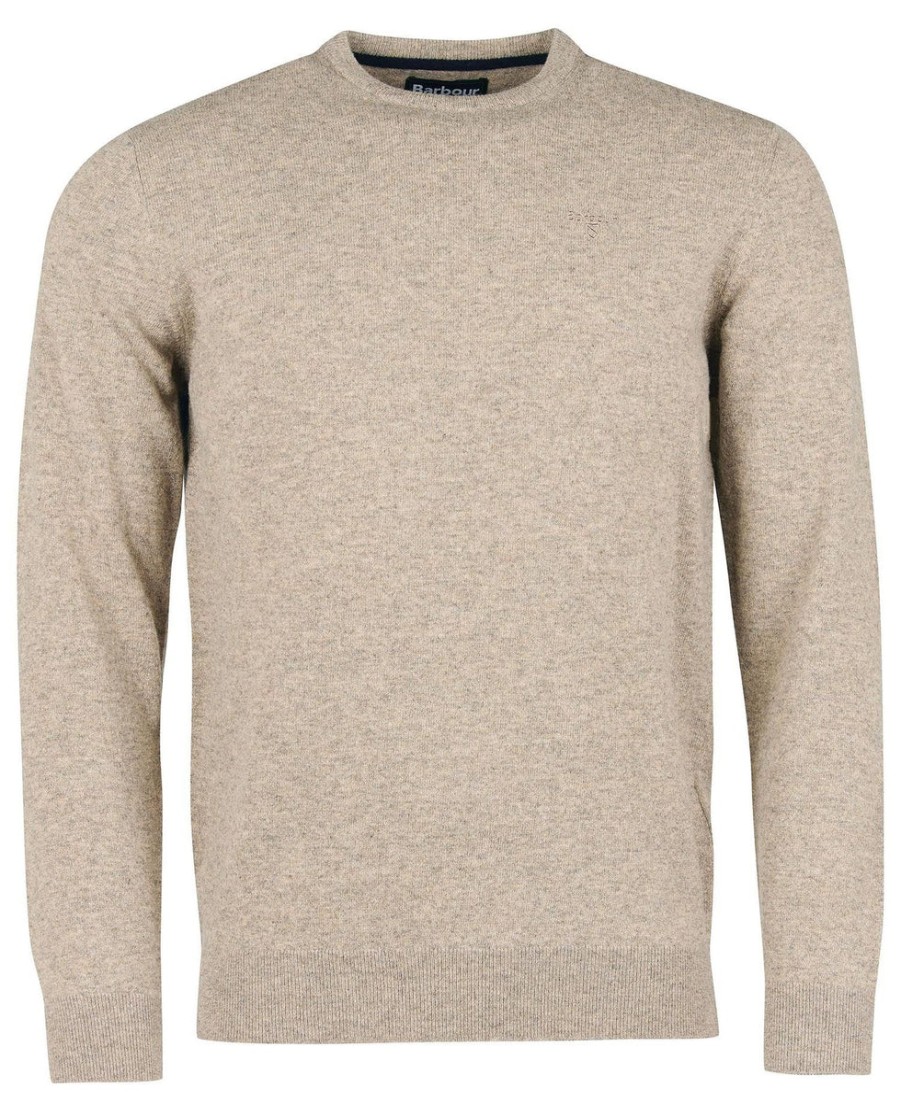 Men Barbour Knitwear | Essential Lambswool Crew Neck Sweatshirt - Fossil