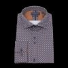 Men Guide London Shirts | Geometric Pattern Long Sleeve Cotton Shirt - Navy