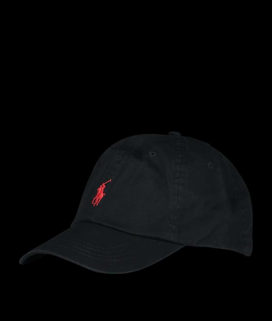 Men Polo Ralph Lauren Hats | Embroidered Logo Cap - Black/Red