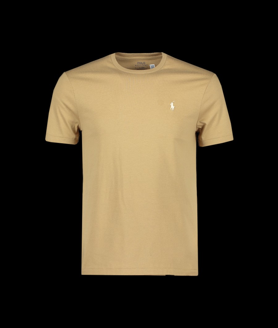 Men Polo Ralph Lauren Polo Ralph Lauren | Custom Slim Jersey Crewneck T-Shirt - Tan/Cream