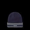 Men Sealskinz Hats | Waterproof Cold Weather Striped Roll Cuff Beanie - Navy