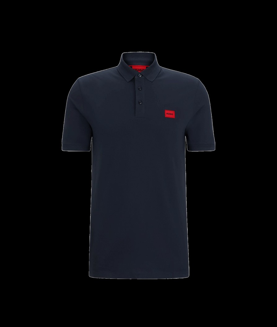 Men Hugo Hugo | Cotton-Pique Slim-Fit Polo Shirt - Navy