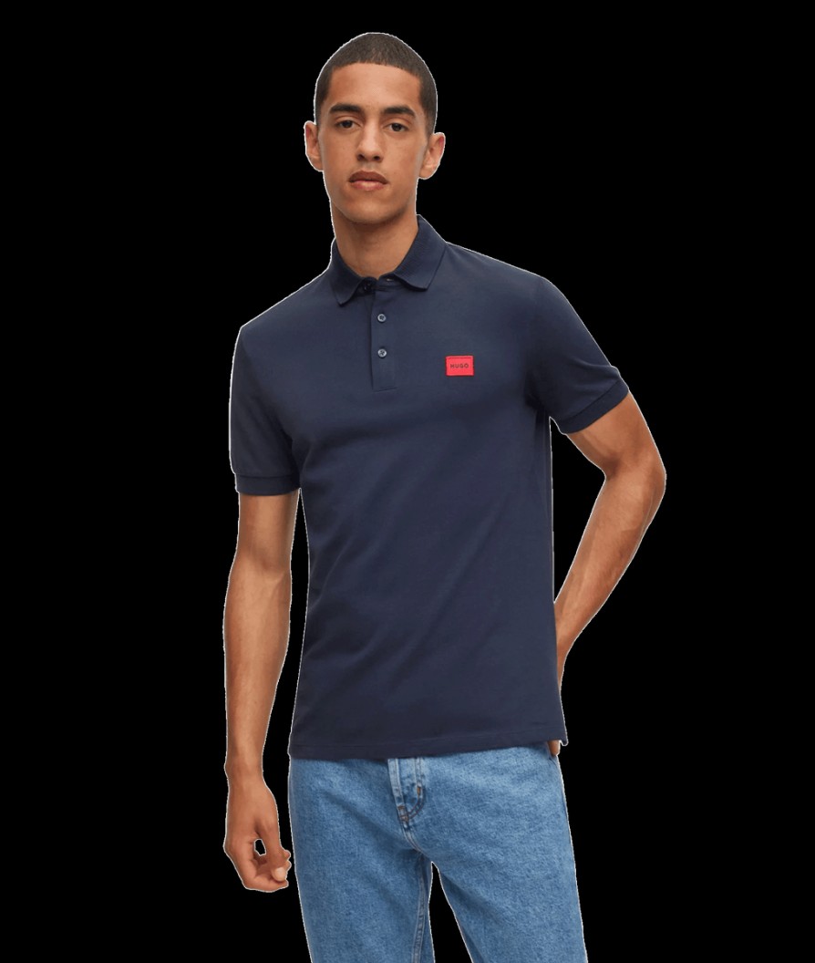 Men Hugo Hugo | Cotton-Pique Slim-Fit Polo Shirt - Navy