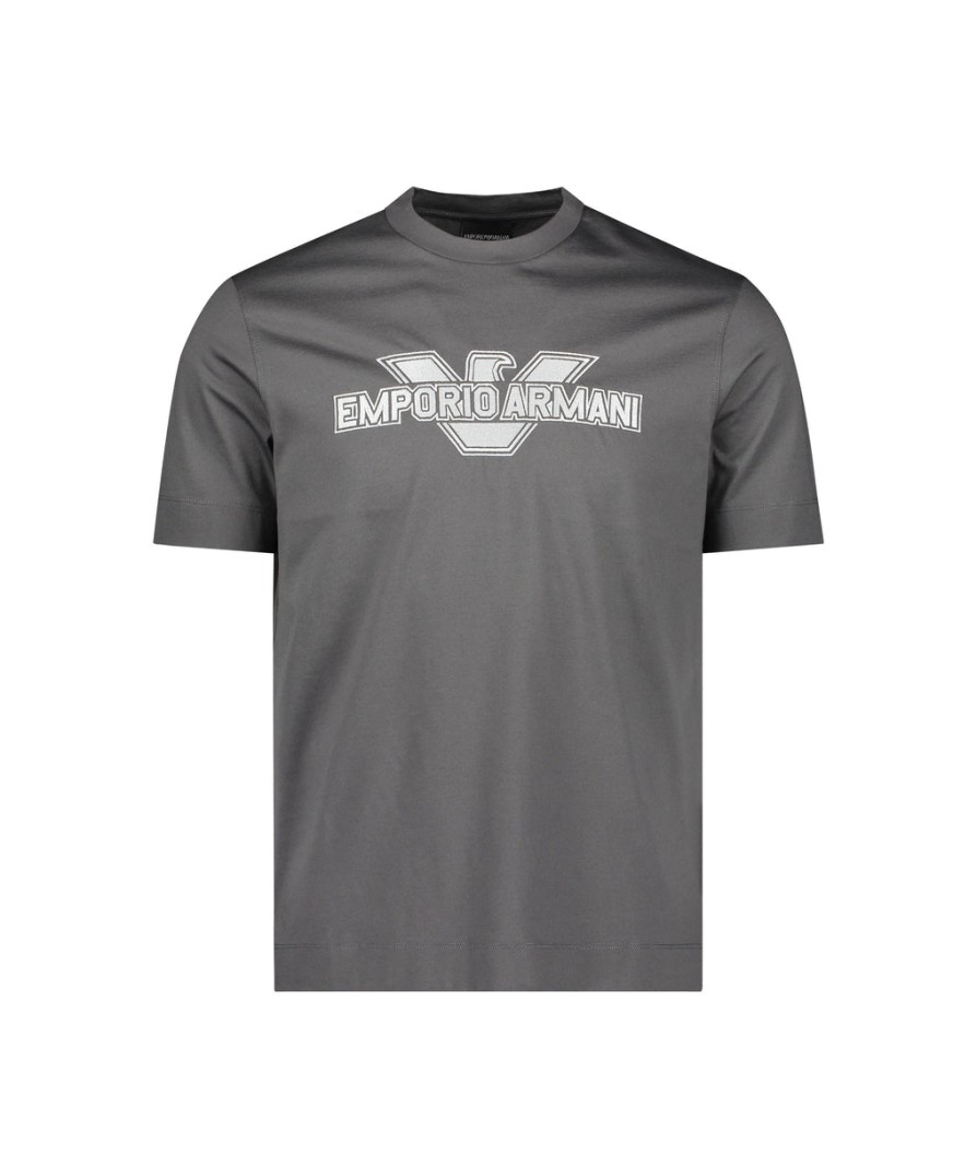 Men Emporio Armani T-Shirts & Vests | Eagle Logo T-Shirt - Grey