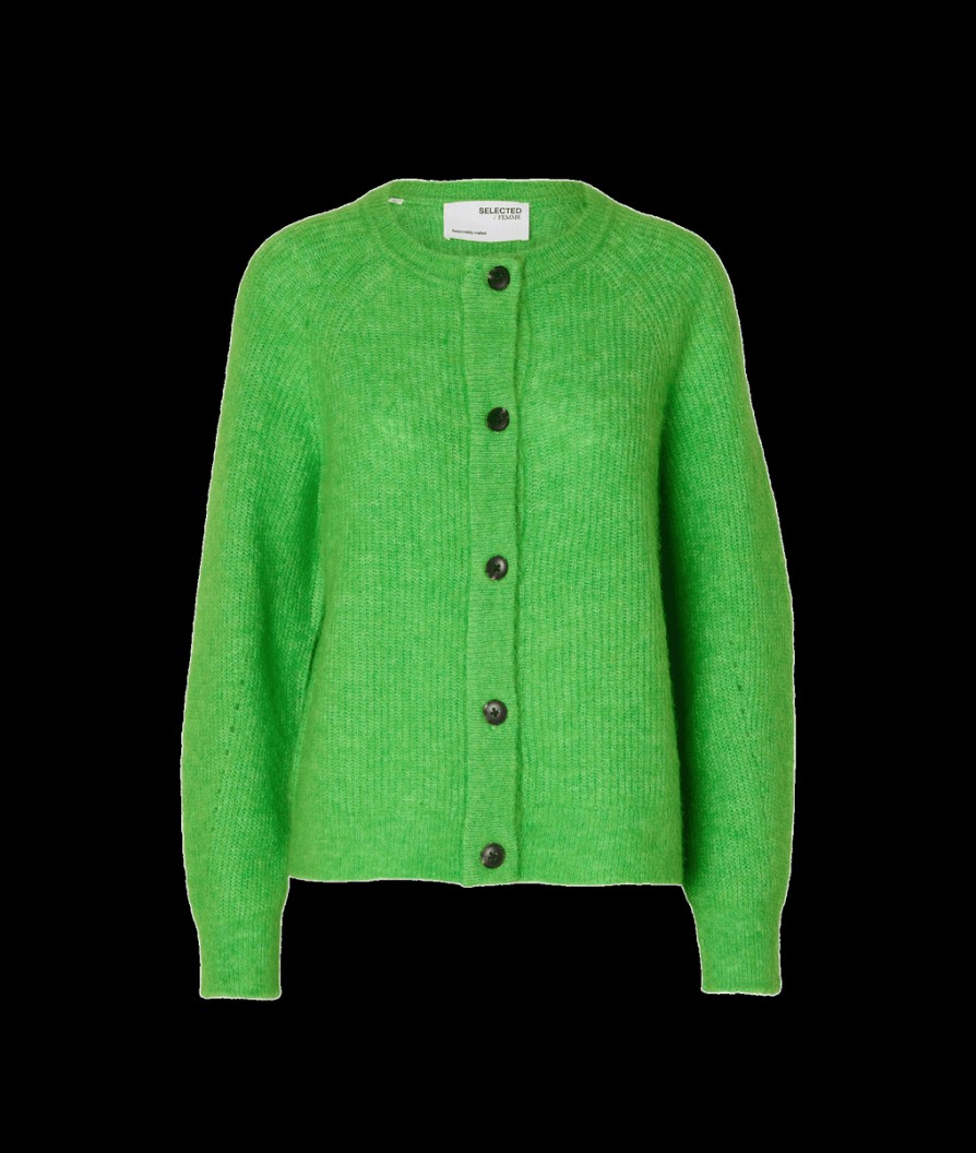 Women Selected Femme Knitwear | Long-Sleeved Cardigan - Green