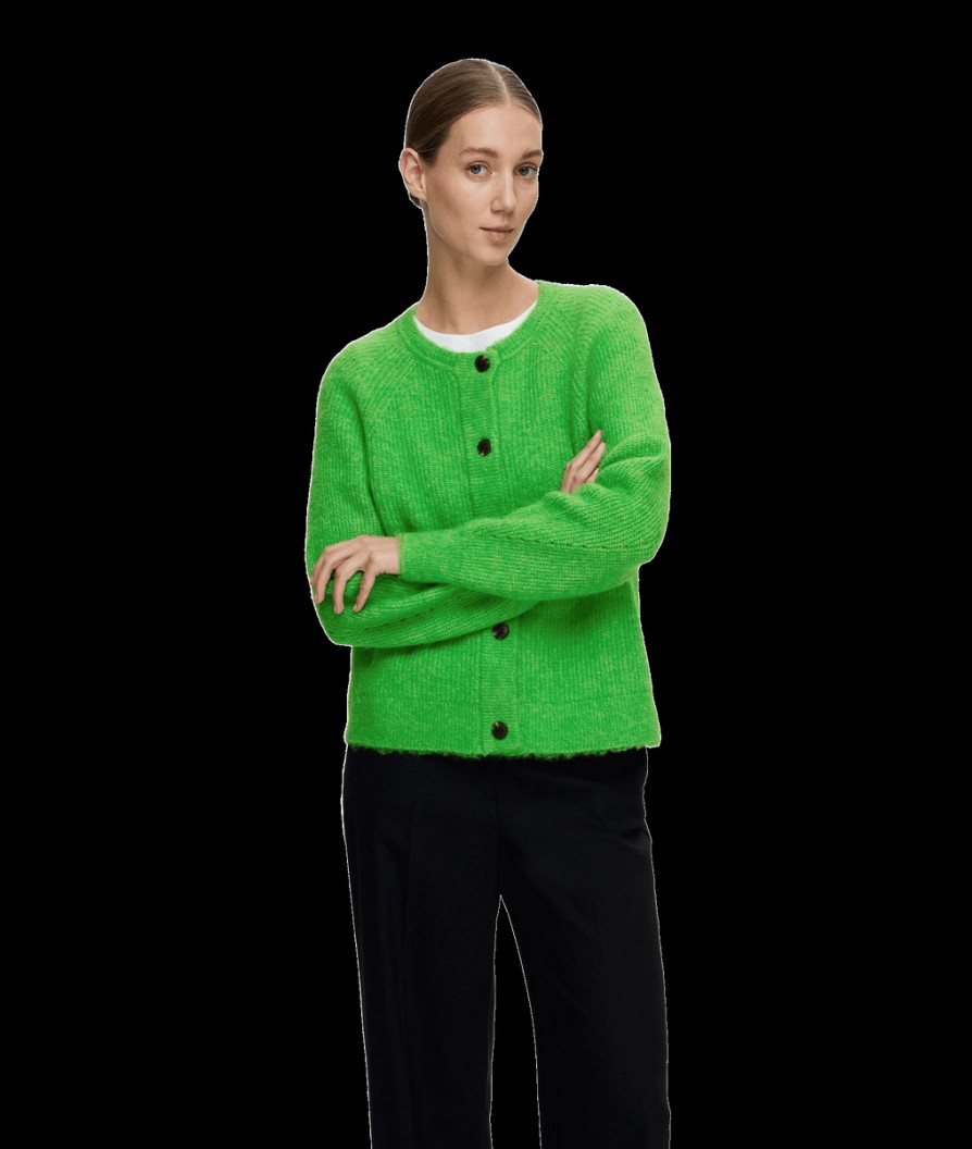 Women Selected Femme Knitwear | Long-Sleeved Cardigan - Green