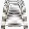 Women Great Plains Tops | Stripe Rib Button Detail Top - White